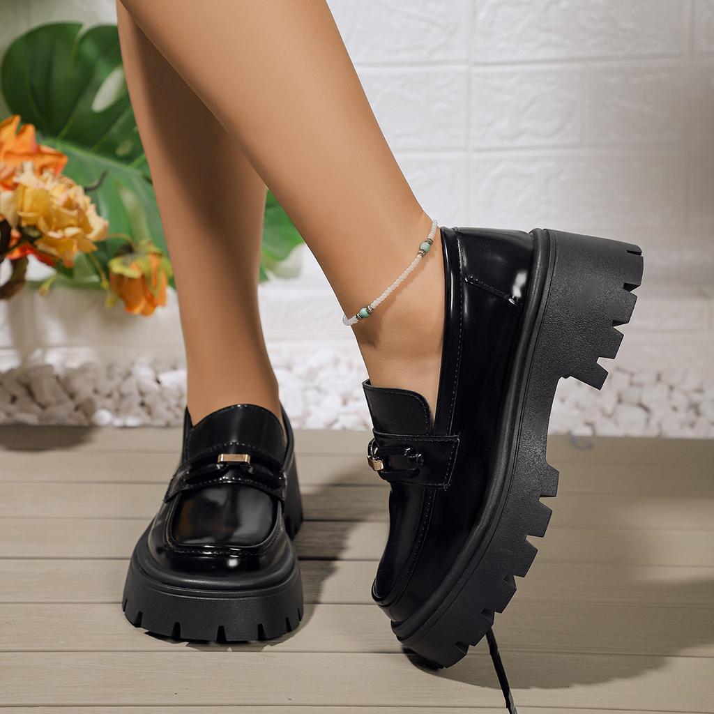 2024 New Shallow Mouth Casual Woman Shoe Slip-on Autumn Oxfords Female Thick Soled Suede Loafers British Style Platform Footwear