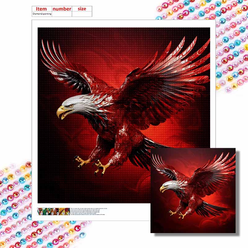 New Arrival 5D DIY Full Circle Diamond Painting "Red Flying Eagle" Embroidery Cross Stitch Home Decor Gift