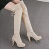 Women's high-heeled boots, sexy European and American style autumn and winter new waterproof table, fine-heeled large-size knee boots