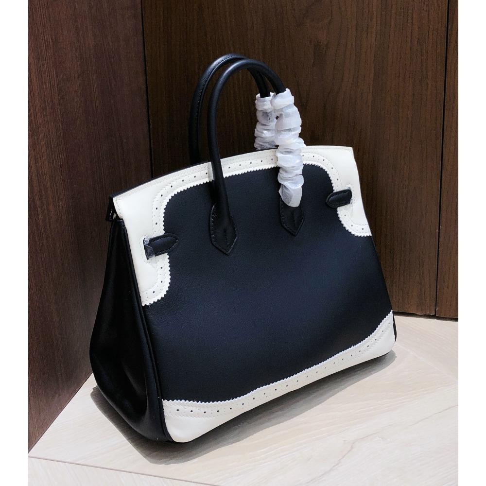 High-end Custom Top Layer Swift Cowhide Lace Edge Genuine Leather Women's Bag Patchwork High-end Handbag