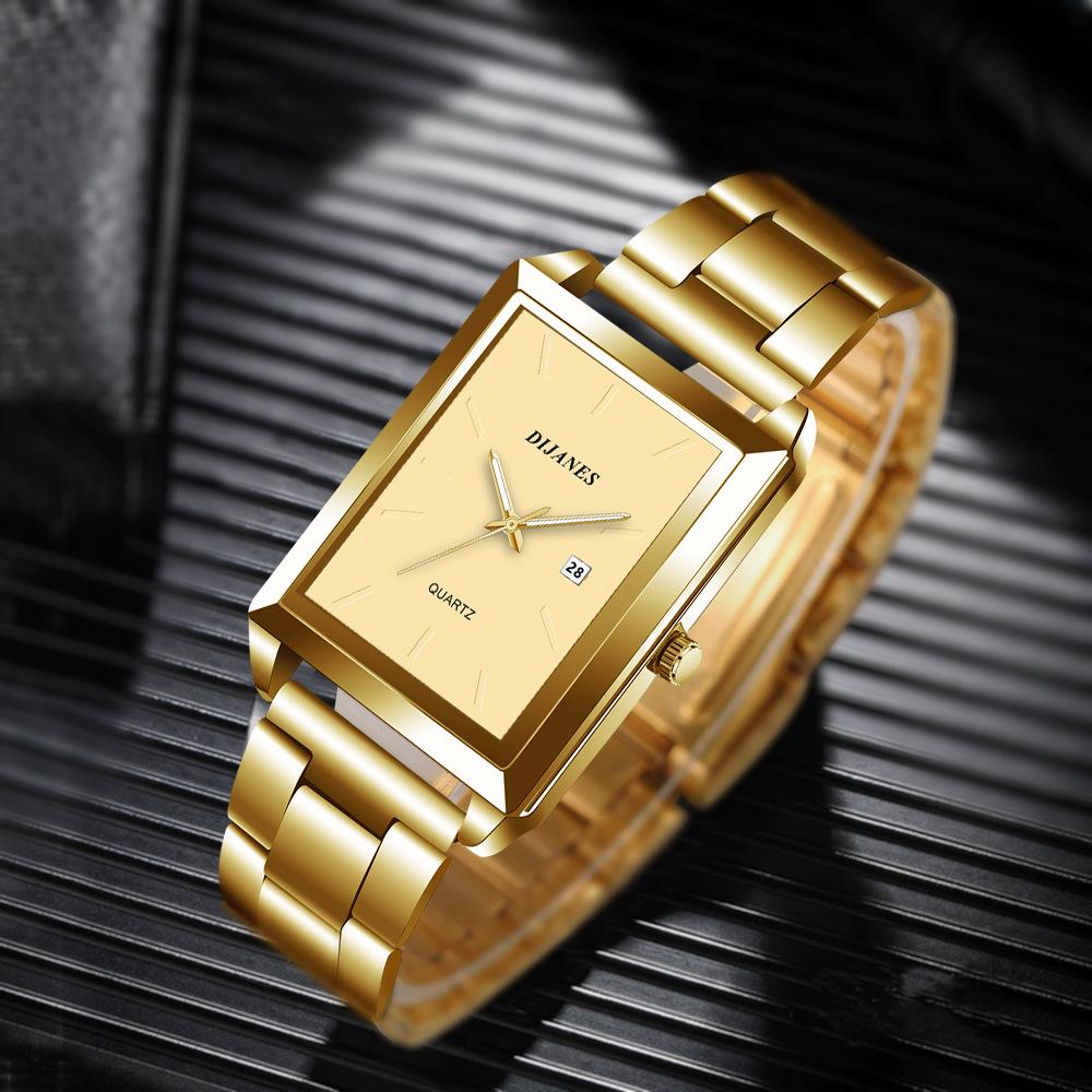 New square watch Steel band Quartz watch Calendar Watch Business Men's Watch Student Watch Small watch