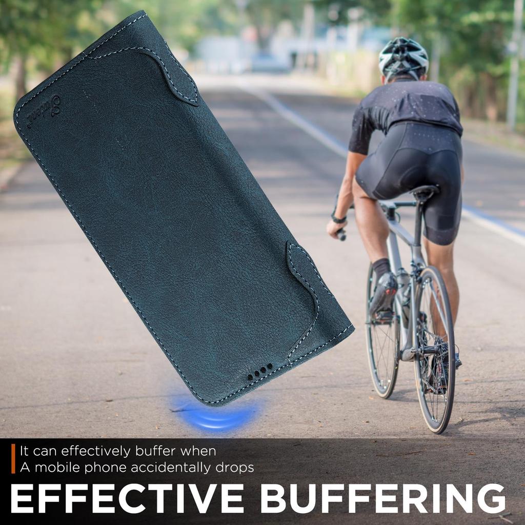 iPhone 17 Pro/Samsung Magnetic Leather Flip Case with Wireless Charging, Card Slot, and Stand