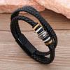 Multilayer Woven Leather Stackable Cuff Bangle New Gothic Men's Bracelets Vintage Totem Viking Charm Leather Bracelets for Man