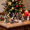 Holy Family Statue Set 11 Pcs Christmas Nativity Scene Set, Resin Mini Figurines Tabletop Decor, Home Decor Angel Shepherd Animals Statues, Religious