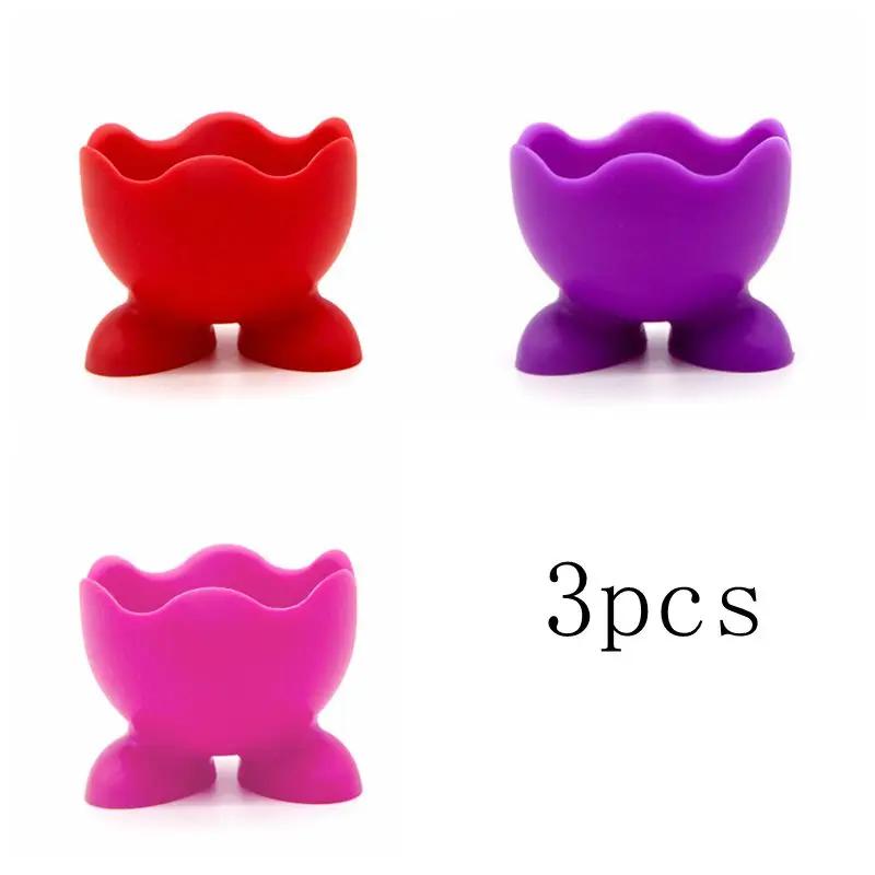 1/3Pcs Silicone Egg Cup Colorful Soft Silicone Egg Cup Boiled Egg Serving Cup Egg Tray Egg Holders Stands Kitchen Tools Gadgets