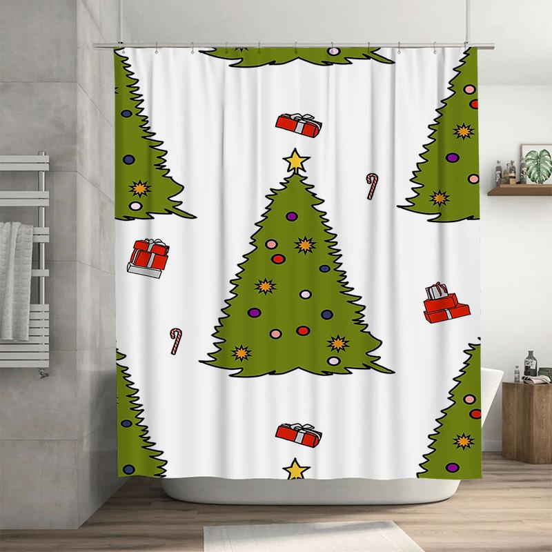 

Tuniu Cute Christmas Bathroom Shower Curtain Holiday Festive Fun Holiday Decor Holiday Gift Santa Claus Reindeer Snowman Pattern W60H190(CM)-1 Pcs