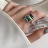 Stylish Minimalist Open Ring For Women With Antique Blue Sapphire Gemstone
