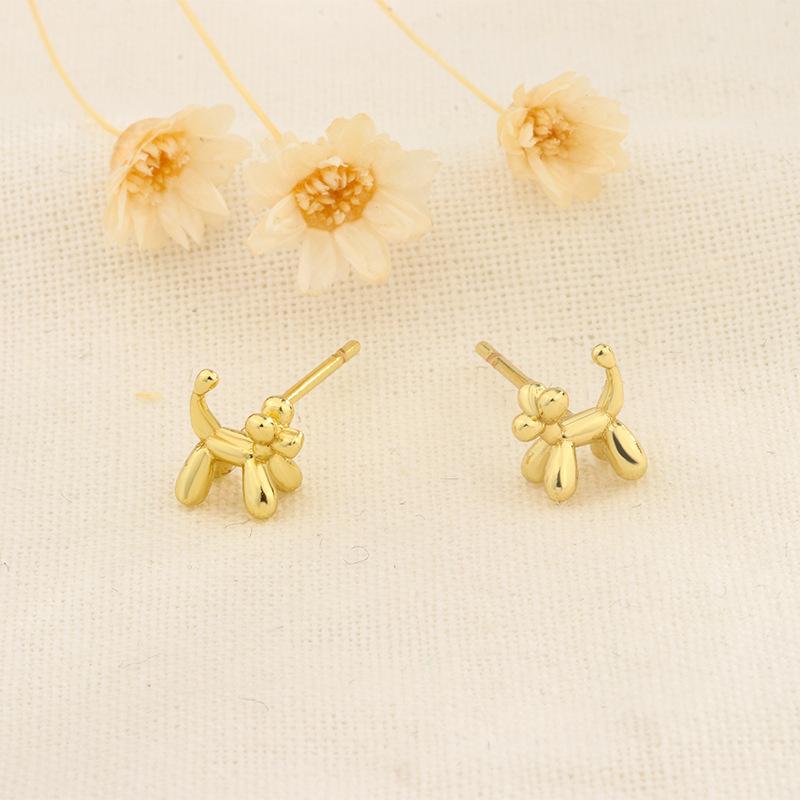 Cute Balloon Dog Stud Earrings For Women Small Hypoallergenic Animal Shape Fashionable Trendy Ear Jewelry