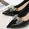 1Pc Shiny Hollow Rhinestone Bow Shoe Buckle Fashion Bowknot Shoes Decoration Shoe Clip Wedding Bride Shoes Accessories