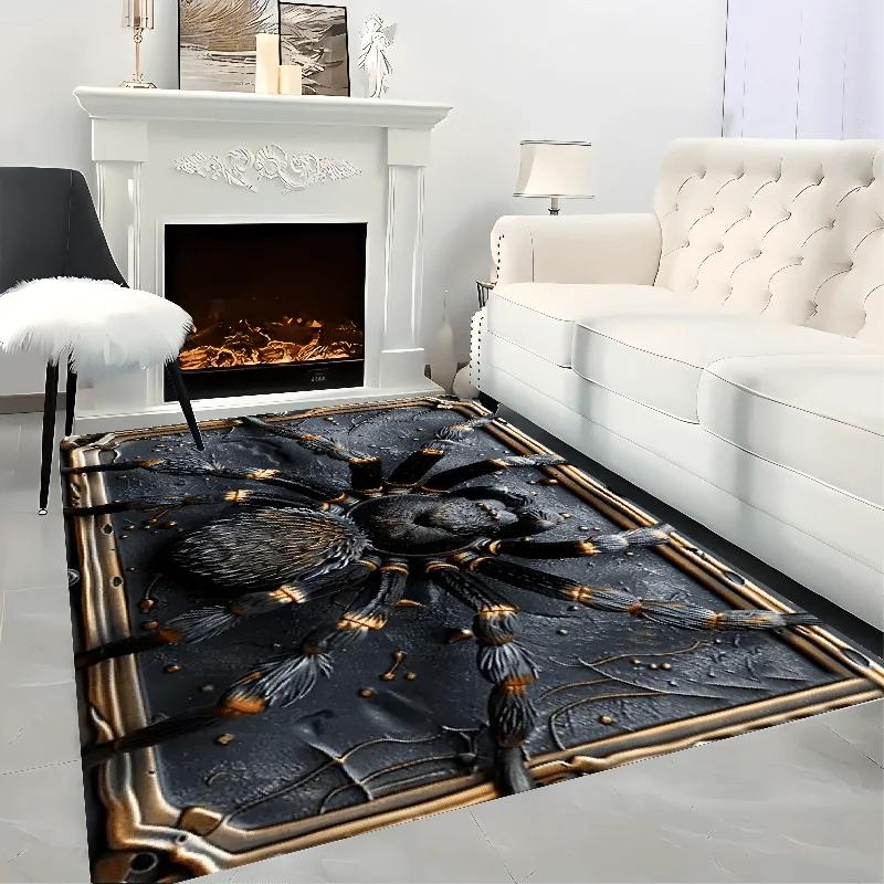 Vintage Dark Spider Pattern Area Rug–Non-Slip,Waterproof,Stain-Resistant Carpet for Living Room,Bedroom,Office,Machine Washable