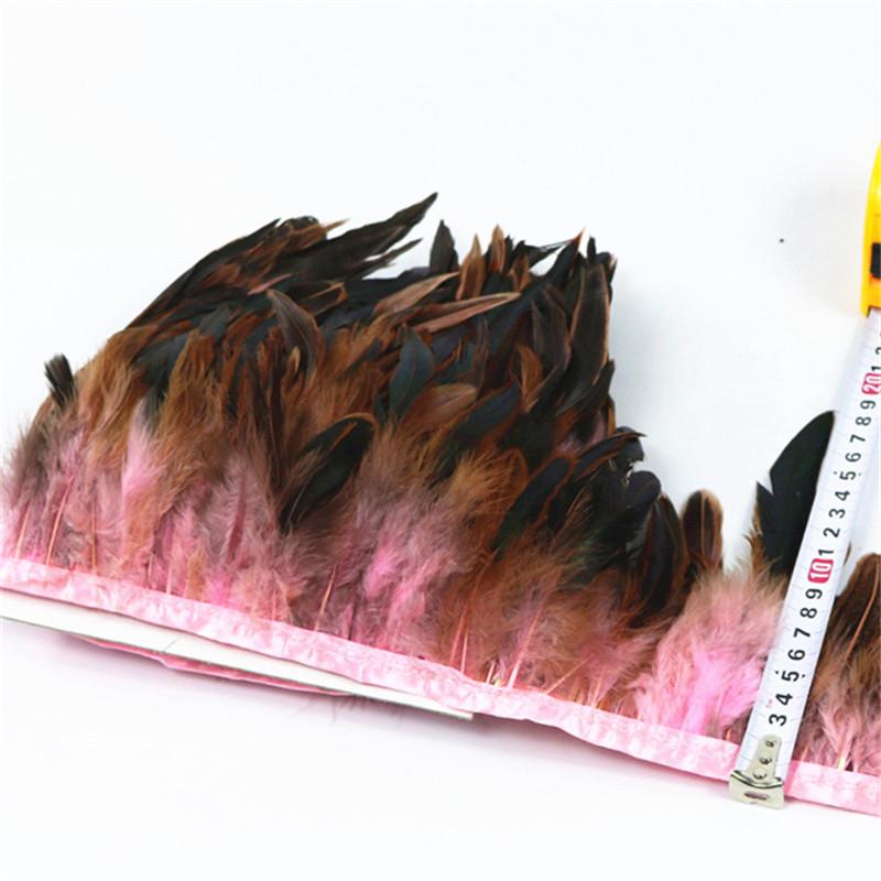 10Meters/Lot White Colored Rooster Feather Trim Ribbon Tape Skirt Fringe Pheasant Feathers For Crafts Diy Jewelry Clothes Plumas