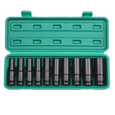 10 Stück Set (8-17mm/10-24mm) L-förmige Verlängerung Sechskant-Stecknuss Pneumatische Nuss Werkzeugkasten für die Automobilreparatur