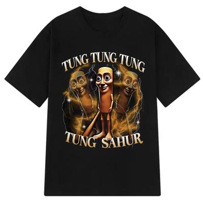 Baumwolle Herren Tung Tung Tung Sahur Baseballschläger T-Shirt Tralalero Tralala Hai T-Shirts Bombardiro