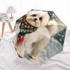 1 Stück Automatischer Faltregenschirm - Winter-Hundemuster, Tragbares & Faltbares Design mit 8 Speichen, Weihnachts-Geburtstagsgeschenke