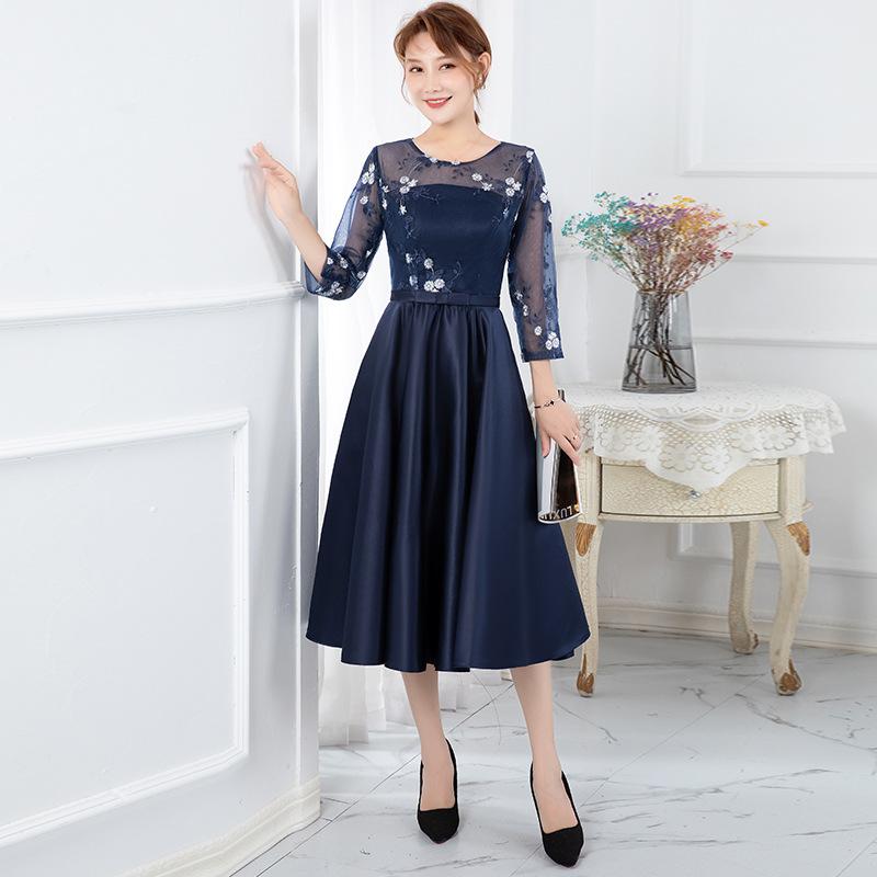 

Party Dress Spring New Dignified Temperament Celebrity Dress Performance Host Dress XXXL Темно-синій