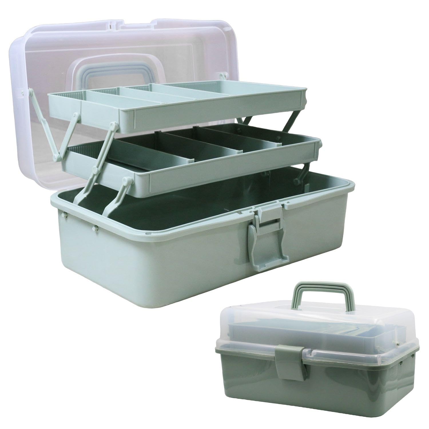 KKLM Large Capacity 3-Tier Tool Box, Multifunctional Storage Box, Semi-Transparent, Large Capacity, 3-Tier Structure, Foldable Tool Box, Semi-Transpar