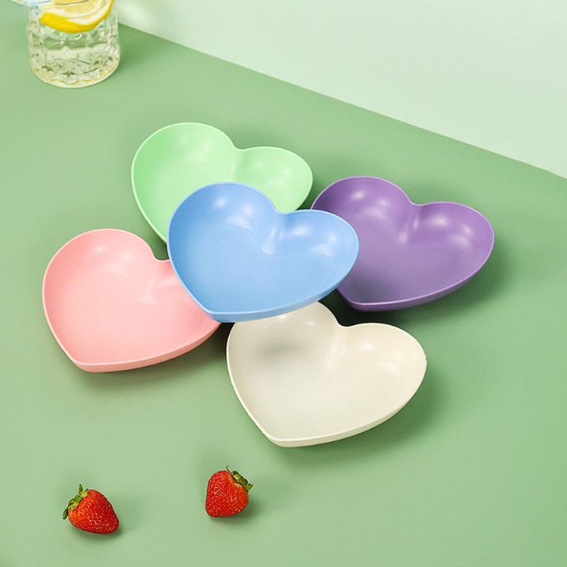 10pcs/set Heart Shaped Home Spit Bone Plate Dinner Plate Creative Snack  Fruit Plate