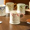 Four Seasons Flowers High Color Value Ceramic Mug Ceramic Household Coffee Mug Couple Cup Drinking Cup 2025 New Household