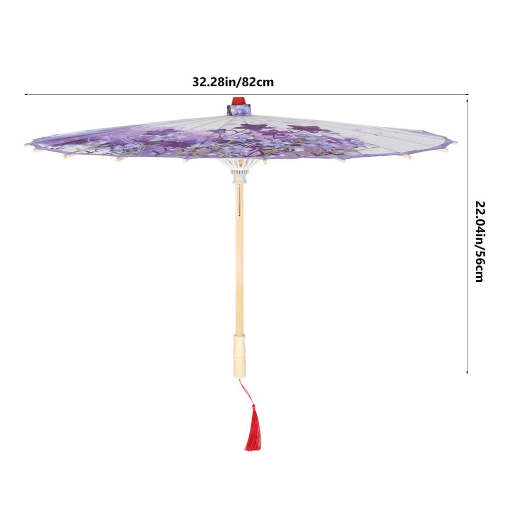 CALLARON Traditional Japanese Oiled Paper Umbrella with Floral Silk Classic Retro Dance Umbrella for and Party Lightweight 270g with Wooden Handle
