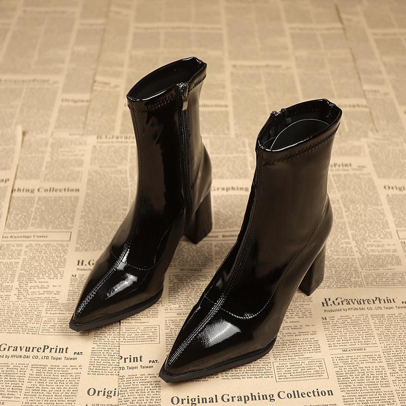 

Ботильоны с острым носком, женские, на высоком каблуке, модные, зимние, плюшевые, теплые, 2024, тренд, большие размеры 41 42, ретро, сексуальные, зимние, женские ботинки 42 чёрный