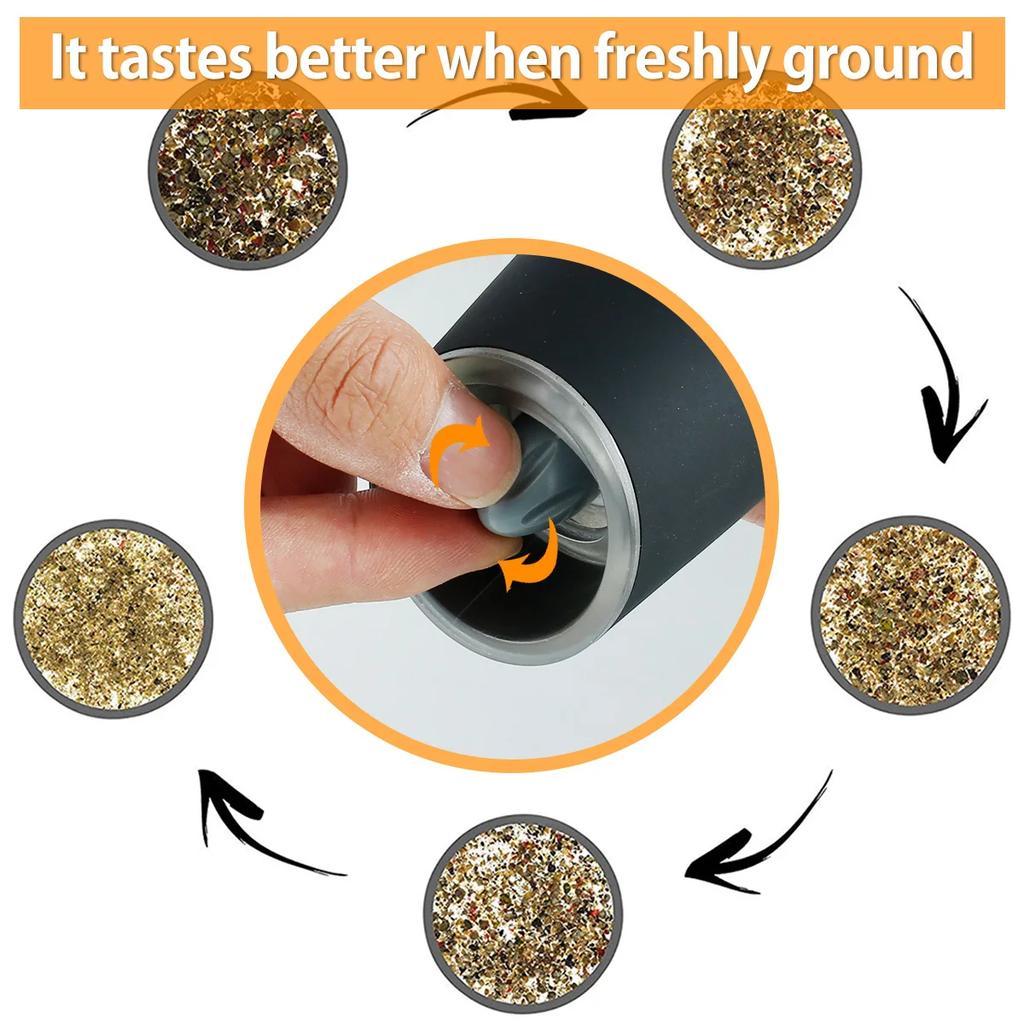 Electric Automatic Mill Spice Salt and Pepper Grinder Gravity LED Light Adjustable Coarseness Kitchen Steak Tool Sets