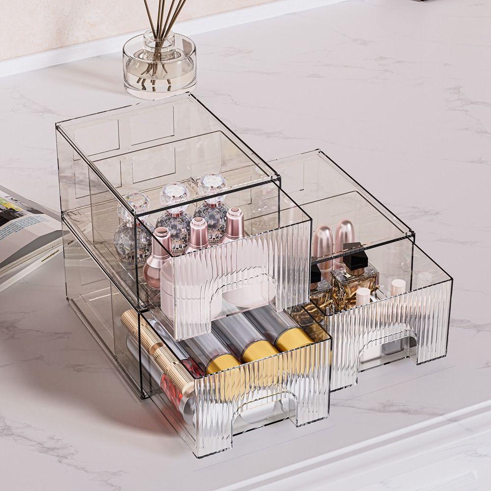 Dustproof Drawer Type Storage Box Transparent Makeup Storage Drawers  for Home