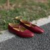 Johnature Cross Belt Mary Jane Shoes Genuine Leather Flats Round Toe Soft Soled Women's Shoes