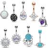 1Pcs Purple Zircon Dangle Belly Button Rings Stainless Steel Heart Butterfly Navel Piercing Long Drop Pendant Belly Ring Jewelry