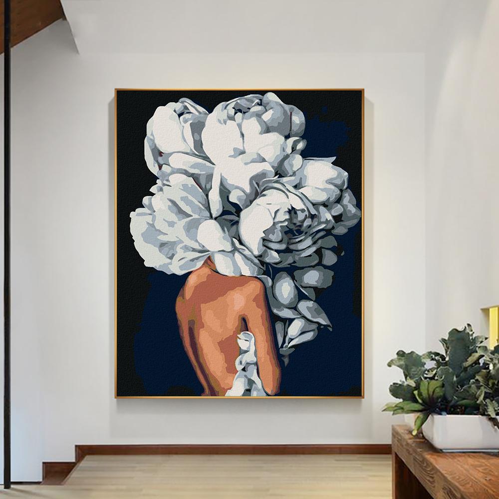 Blommor Kvinna Målning Modern Abstrakt Vägg Canvas Tryck Konst Poster Nyckfull Enkel Bild för Vardagsrum Heminredning Cuadros