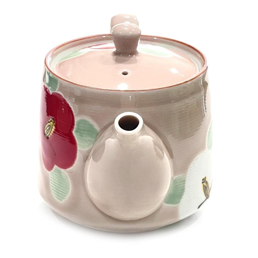 Hasami ware by Yamashita featuring a glazed camellia floral approximately 430ml teapot, hand-painted, Pottery, pattern, capacity.