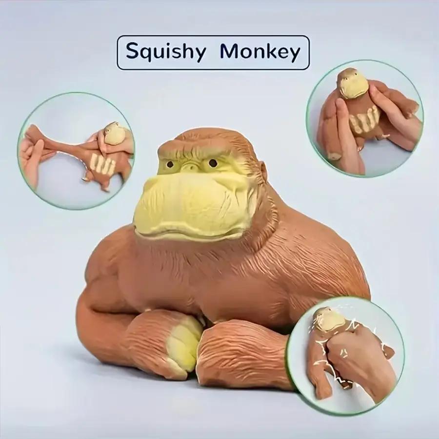 Stress Relief Squeeze Monkey Toy, Soft Squishy Gorilla Model for Kids & Adults, Premium Material