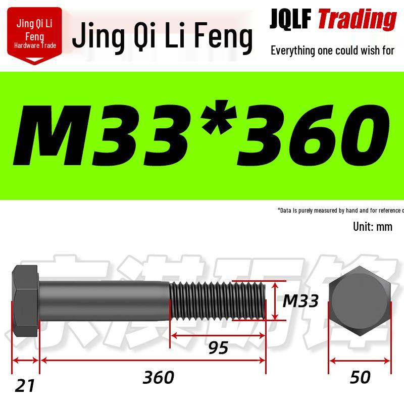 M27-M39 Grade 12.9 Blackened Half-Thread Hexagon Bolt