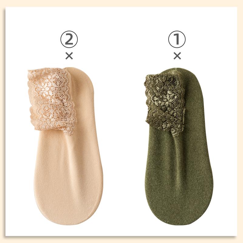 6pcs=3 Pairs Autumn Winter Women Soft Velvet Lace Socks Thick Silk Socks Non-Slip Bottom Solid Fashion Lace Breathable Sock