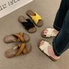 Cross-strapped slippers women's summer wear 2025 new retro thick-bottomed non-slip beach vacation cool slippers one-word drag