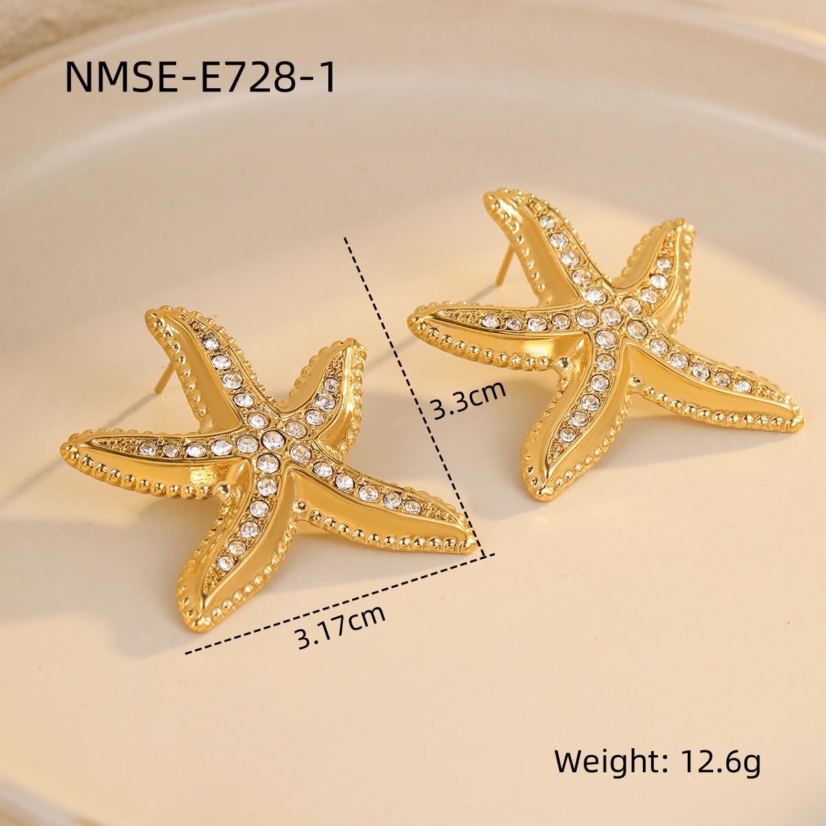 GEMCHIC Women s Exaggerated Starfish Earrings 18K Gold Plated Zircon Stainless Steel Fashion Jewelry