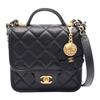 CHANEL Grain Cow Leather Material Vintage Gold Chain Handbag Mini Women's Black AS3652-B21400-94305
