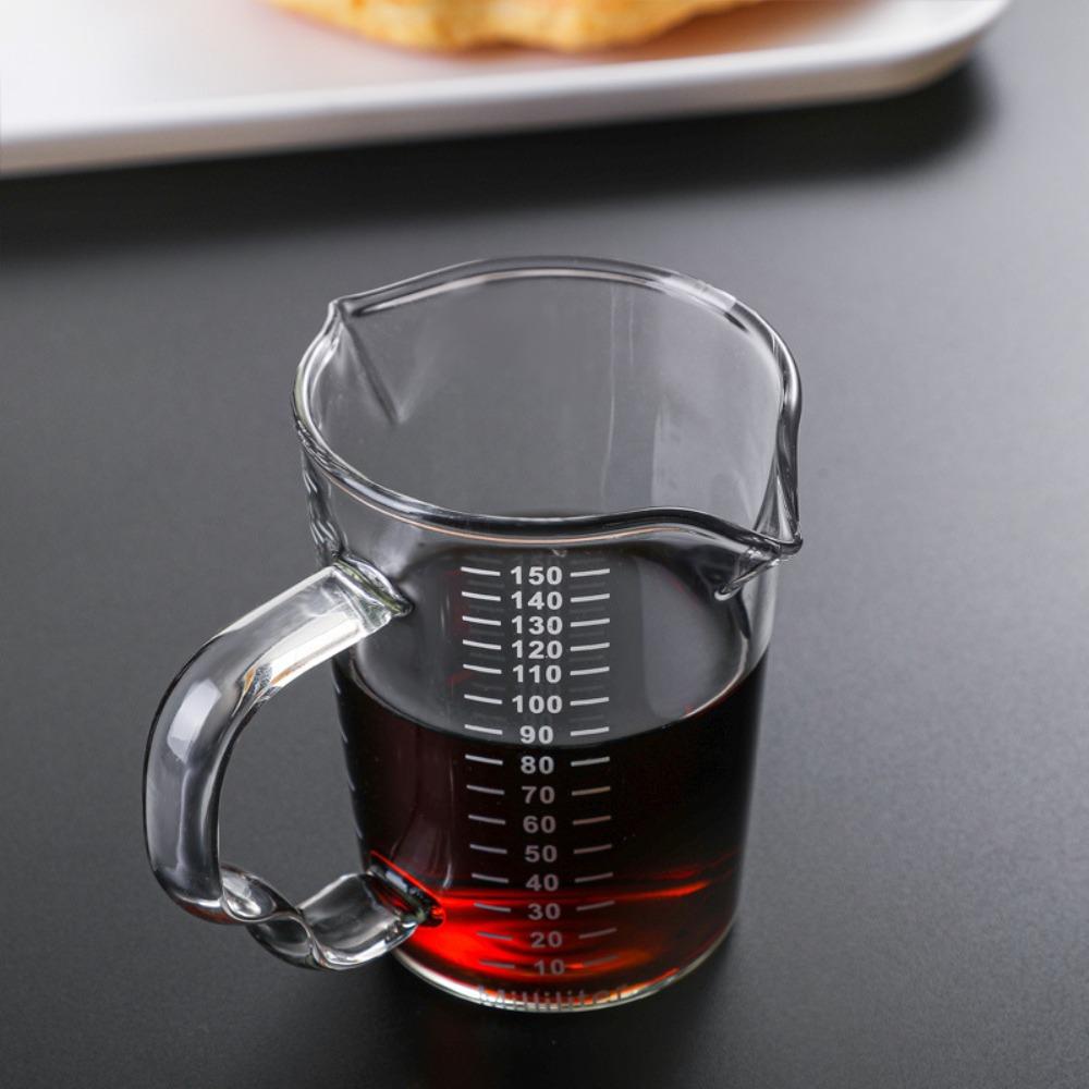 Espresso Shot Glass 70ml/150ml Double Spout with Pouring Handle High Temperature Resistant Easy To Clean Transparent Shot Glass