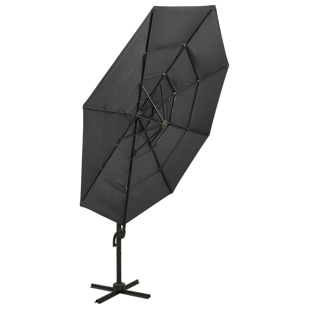vidaXL Parasol with Aluminum Pole 4-Layered Anthracite 3x3 M