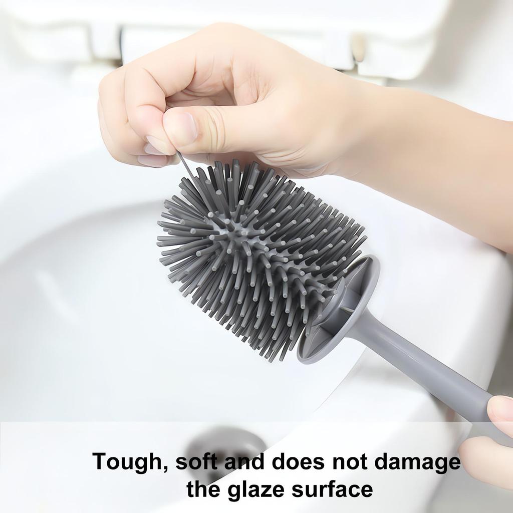 Long Handle Toilet Brush Set with Grip Handle Plastic Handle TPR for Grout Scrubbing and Bathroom Cleaning