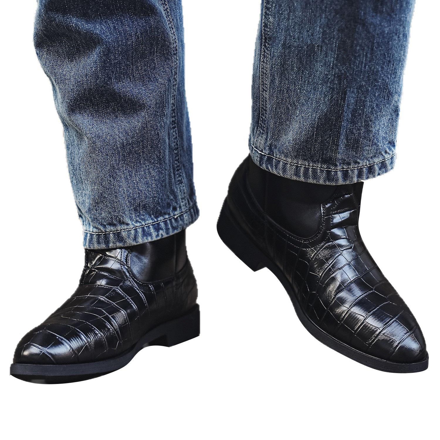 

Винтажные ковбойские сапоги для мужчин - Европейский и американский стиль, длинные сапоги с узором под крокодила 48 чёрный