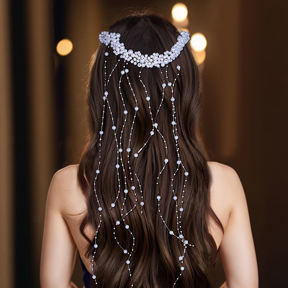 1pc Luxury Pearl Tassel Hair Vine Elegant Bridal Vintage Style Perfect Weddings Formal Events Dazzling Romantic Hair Accessory