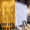 300 LED Curtain Lights String 3M*3M USB Powered Waterproof Twinkle Wall Lights