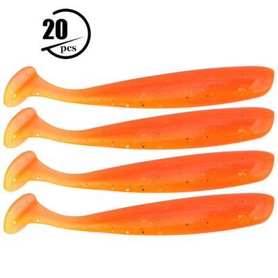 20 ADET 7.5cm Yumuşak Plastik Balıkçılık Yemleri t kuyruk Grub Solucan Yemleri Balık Malzemeleri Aksesuar(Portakal)