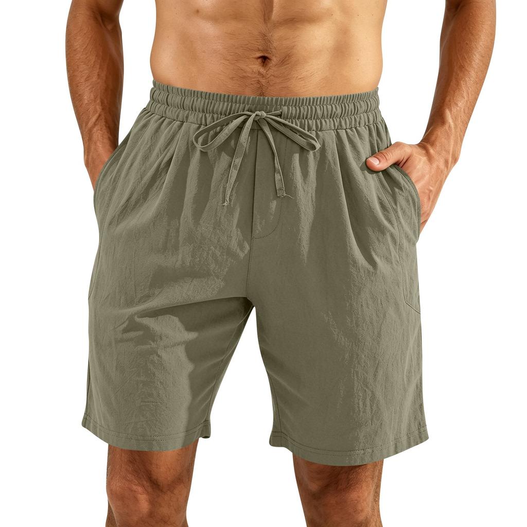 Herren elastische Taille Kordelzug Shorts Leicht Atmungsaktiv Lässig Outdoor Laufen Fitnessstudio Shorts mit Taschen