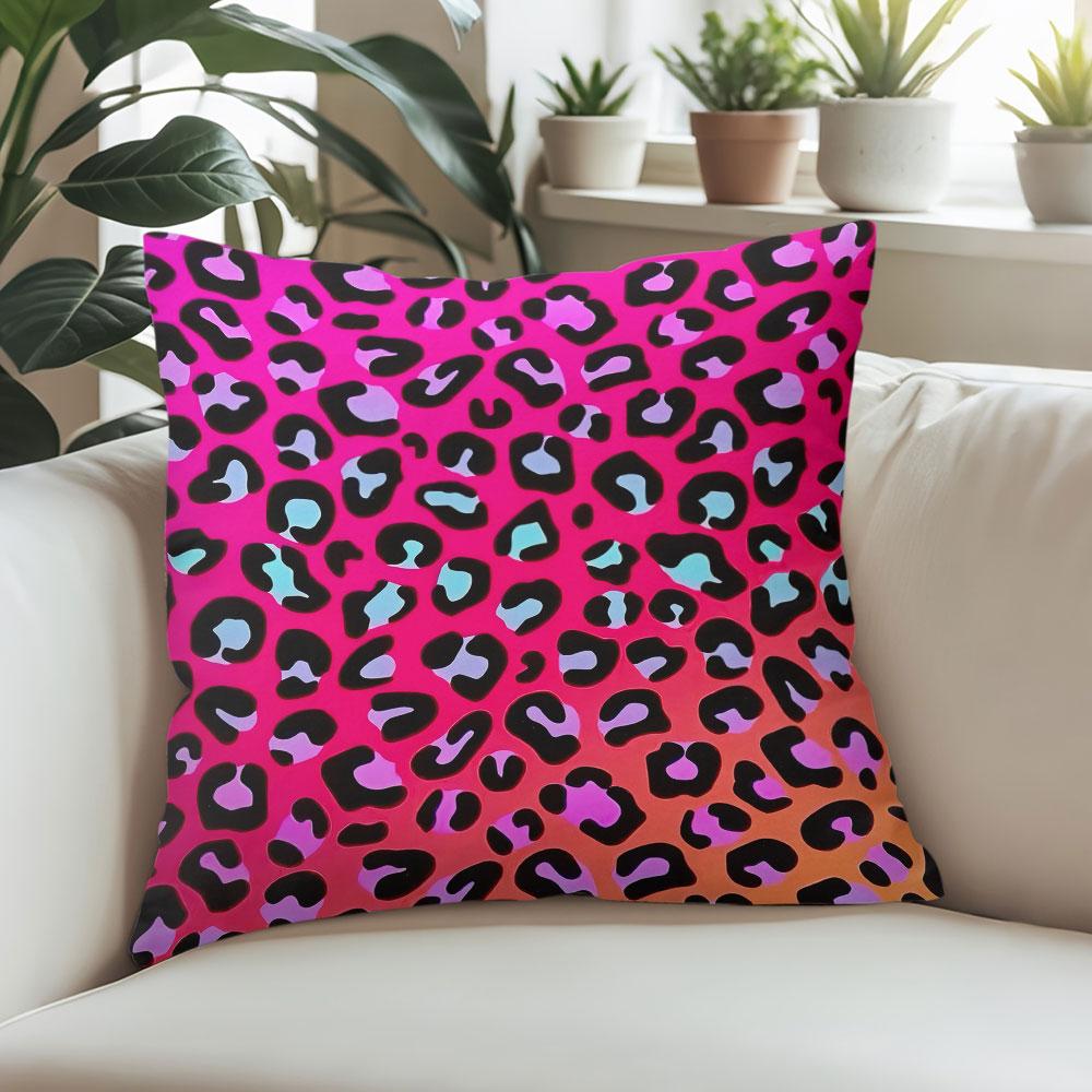 Neon Leopard Square Jacquard Pillow Cover for Sofa Office Waist Cushion Cover Home Decorative Pillowcase
