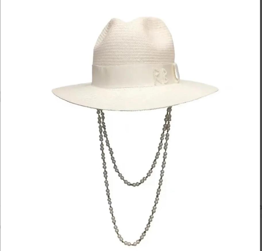 Punk Ketting Strohoed Parelketting DIY Jazzpet Zonnehoed Nieuwe Koreaanse Letterhoed Strandhoed Heren en Dames Punk Hoed Snoepkleurige Zon