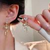 French love bow zircon stud earrings women's new niche design earrings fashion versatile Internet celebrity ear jewelry