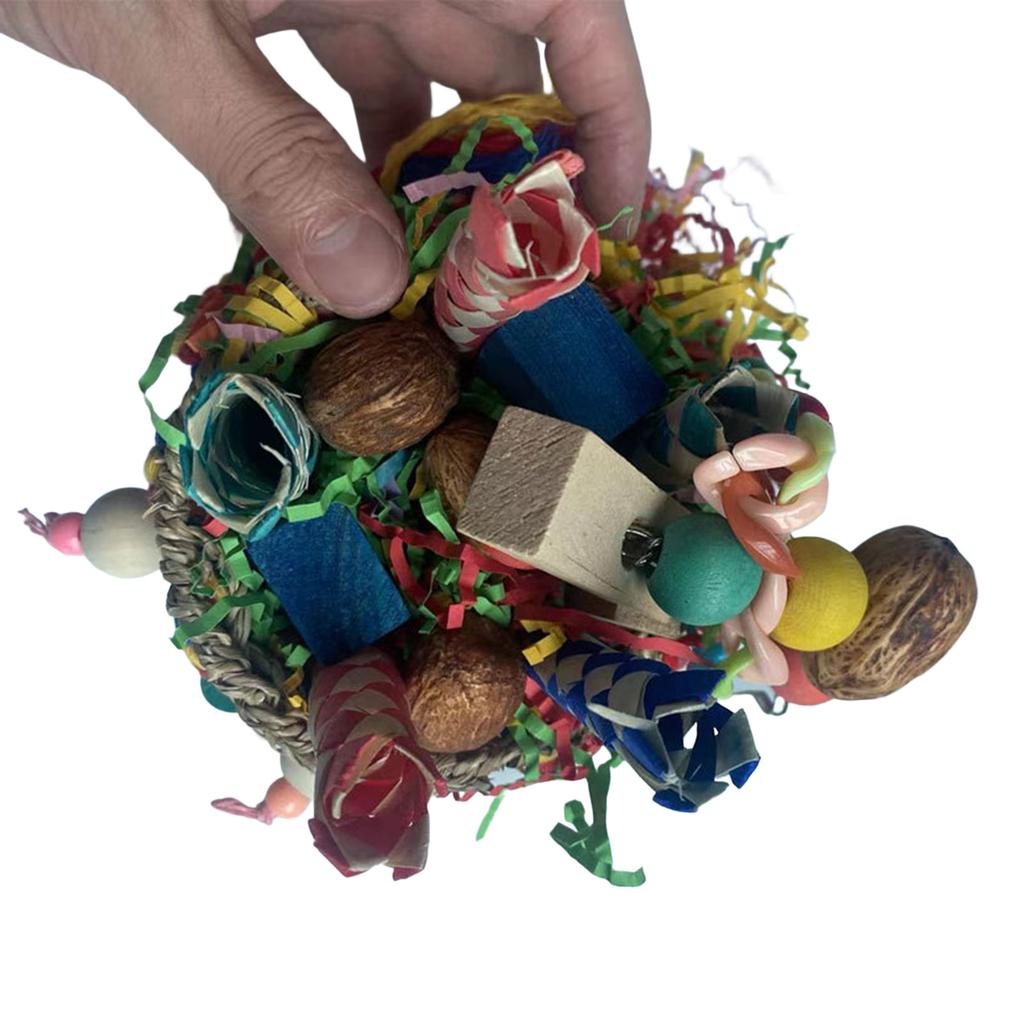 Wicker Foraging Basket Bird Toy Rattan Small Bird Hanging Swing Foraging Toy for Cockatiels Budgie Parroket
