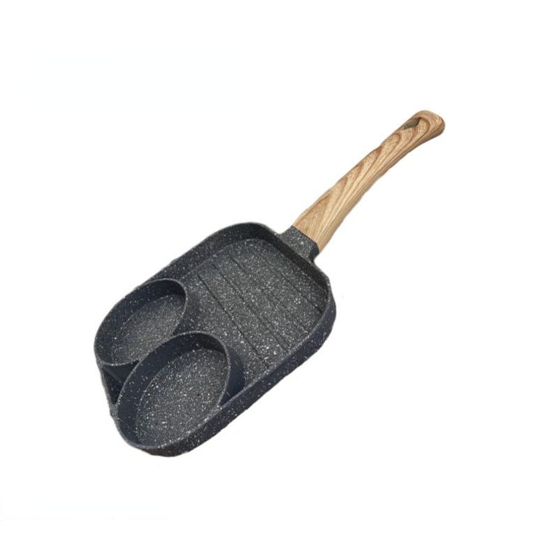 

Сковорода для омлета с 4 отверстиями, утолщенная антипригарная сковорода для яиц, блинов, стейка, гамбургского хлеба, чайник для завтрака, индукционная плита d серый