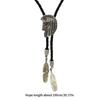 Elegant Black Bolo Tie with Horse Head Pendant Cowboy Necktie Western Tie